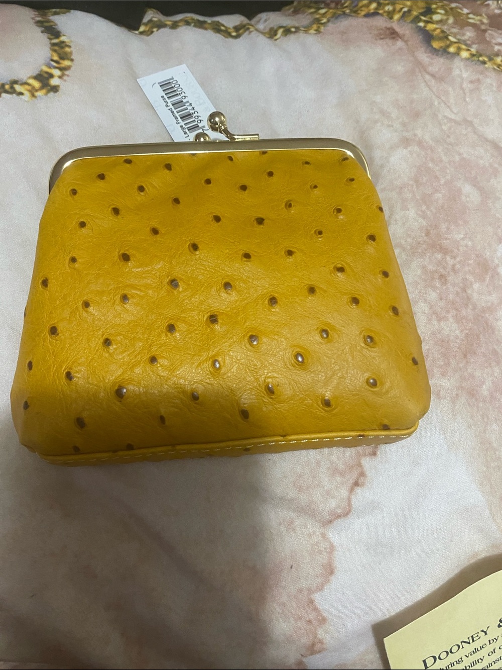 Dooney & Bourke Yellow Ostrich-Embossed Kiss-Lock Wallet - NWT - Picture 6 of 10